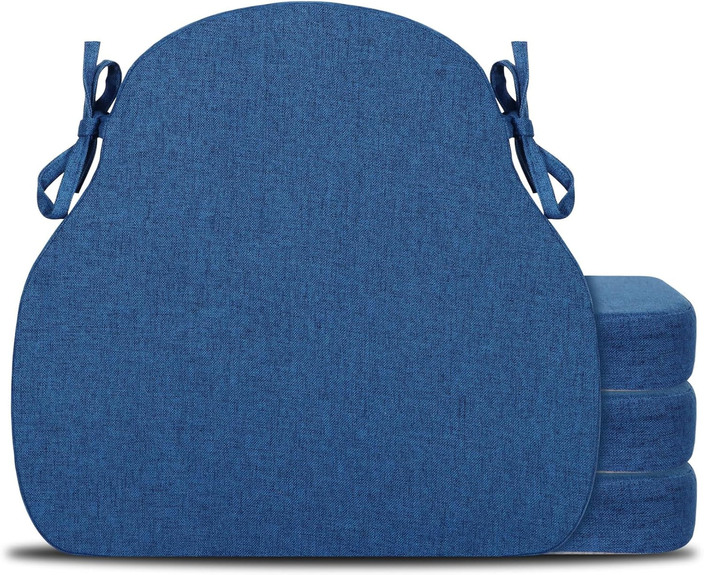 Navy Blue Winsor Chair Cushions with Ties for Dining Comfort