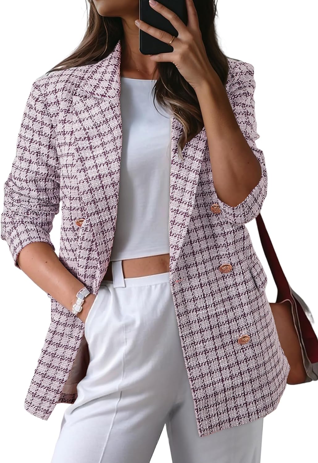 Stylish Womens Plaid Tweed Blazers for Dressy Casual Looks