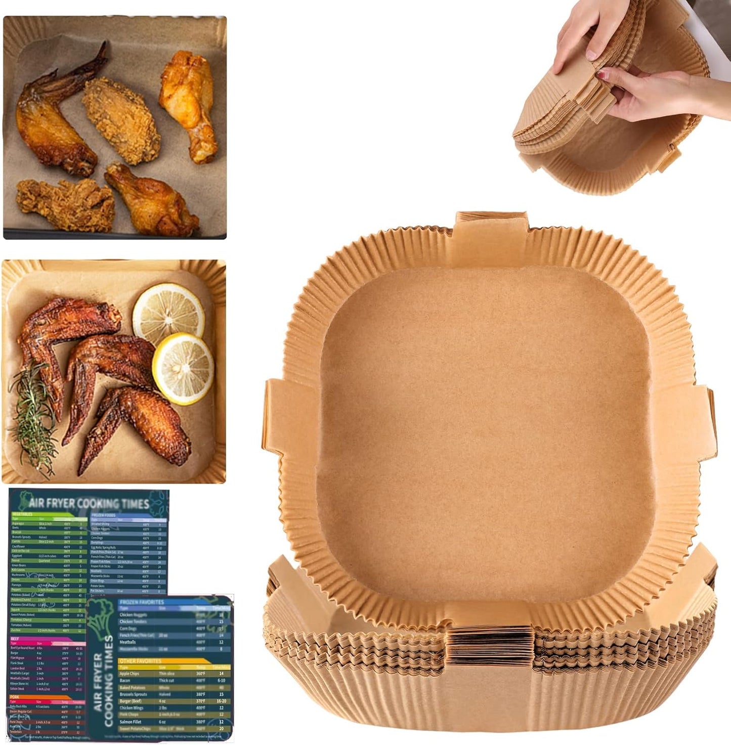50PCS Non-Stick Air Fryer Liners - Oil-Proof & Water-Proof for 5-8 Qt