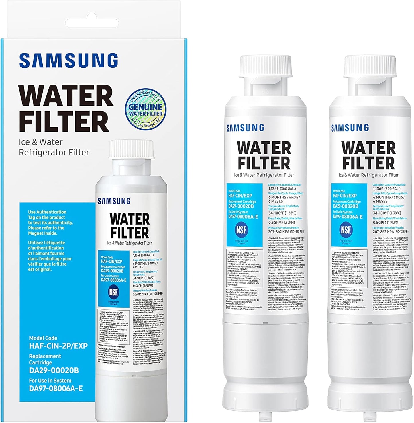 SAMSUNG Genuine Refrigerator Water Filters for Clean Drinking Water