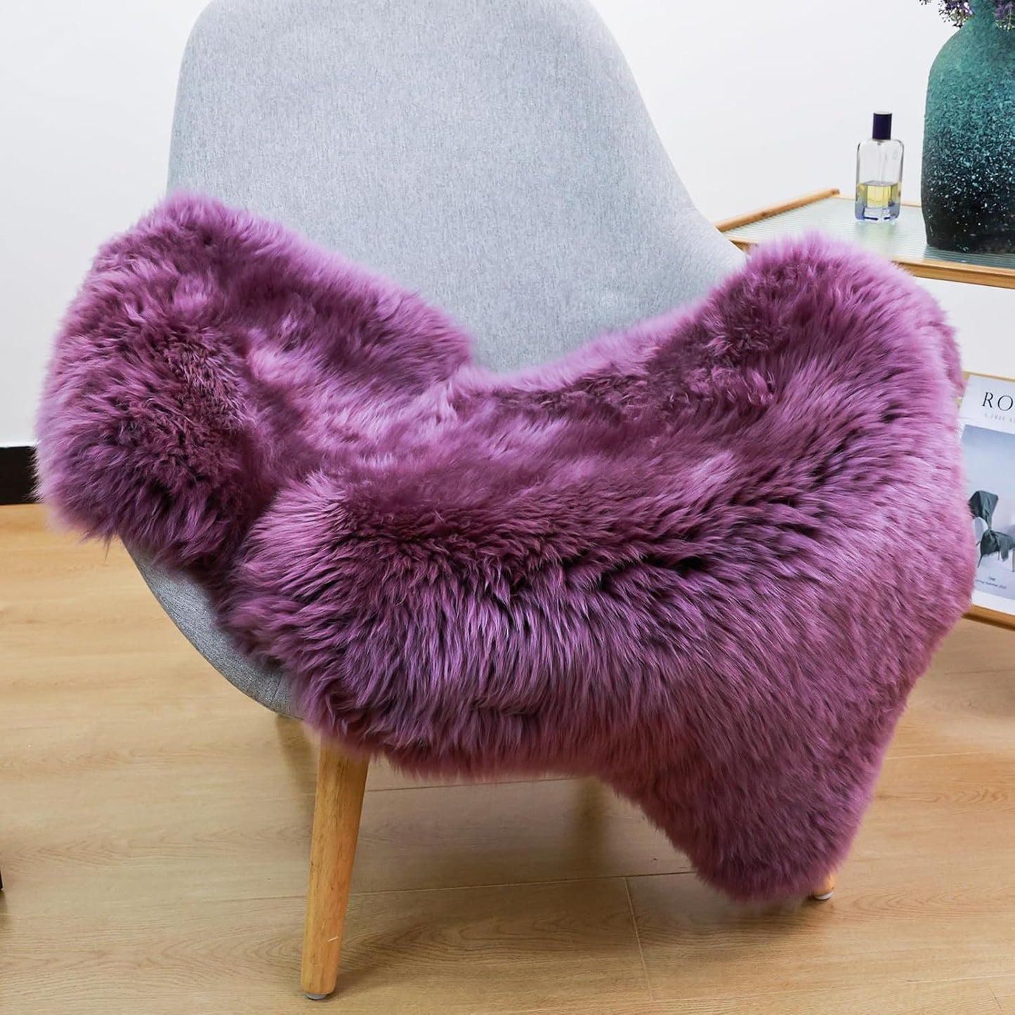 Fluffy Genuine Sheepskin Rug for Bedroom and Living Room