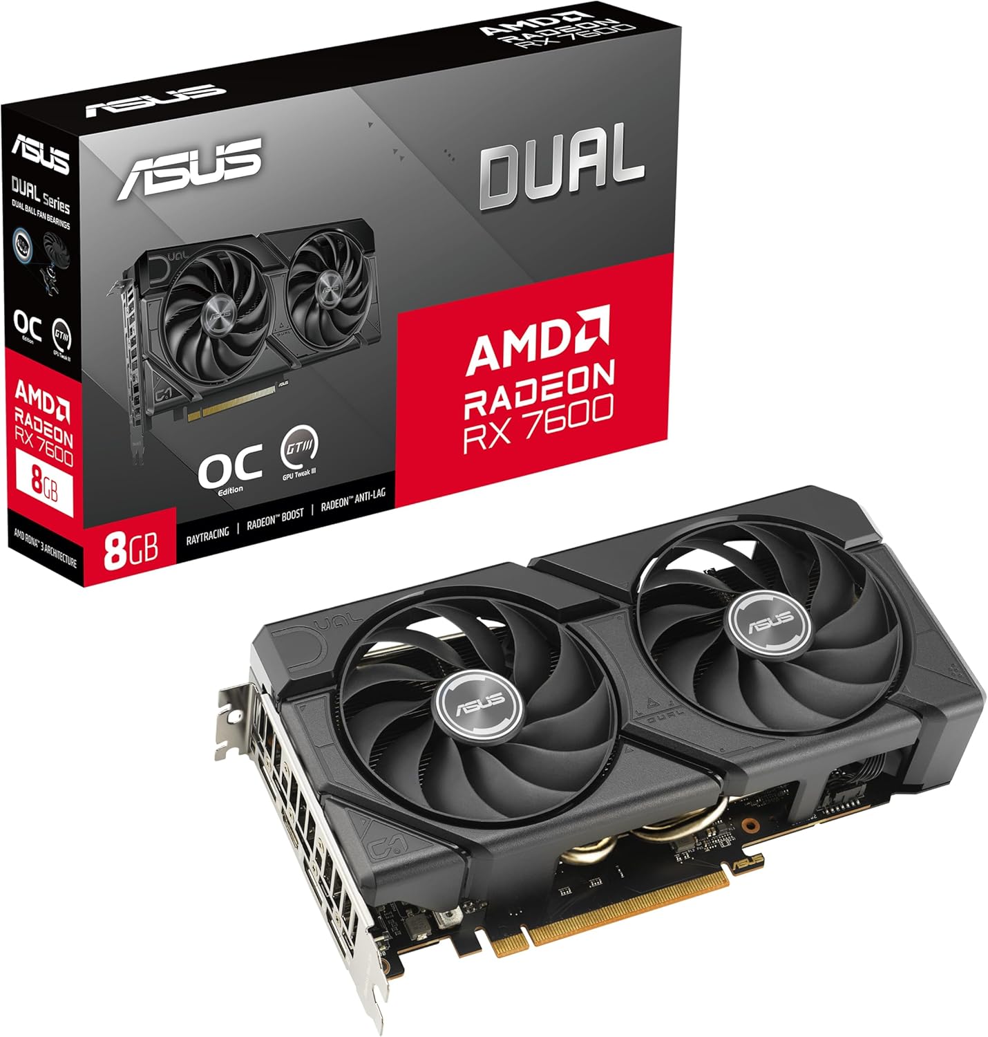 ASUS Dual Radeon RX 7600 EVO OC Edition 8GB GDDR6 Graphics Card