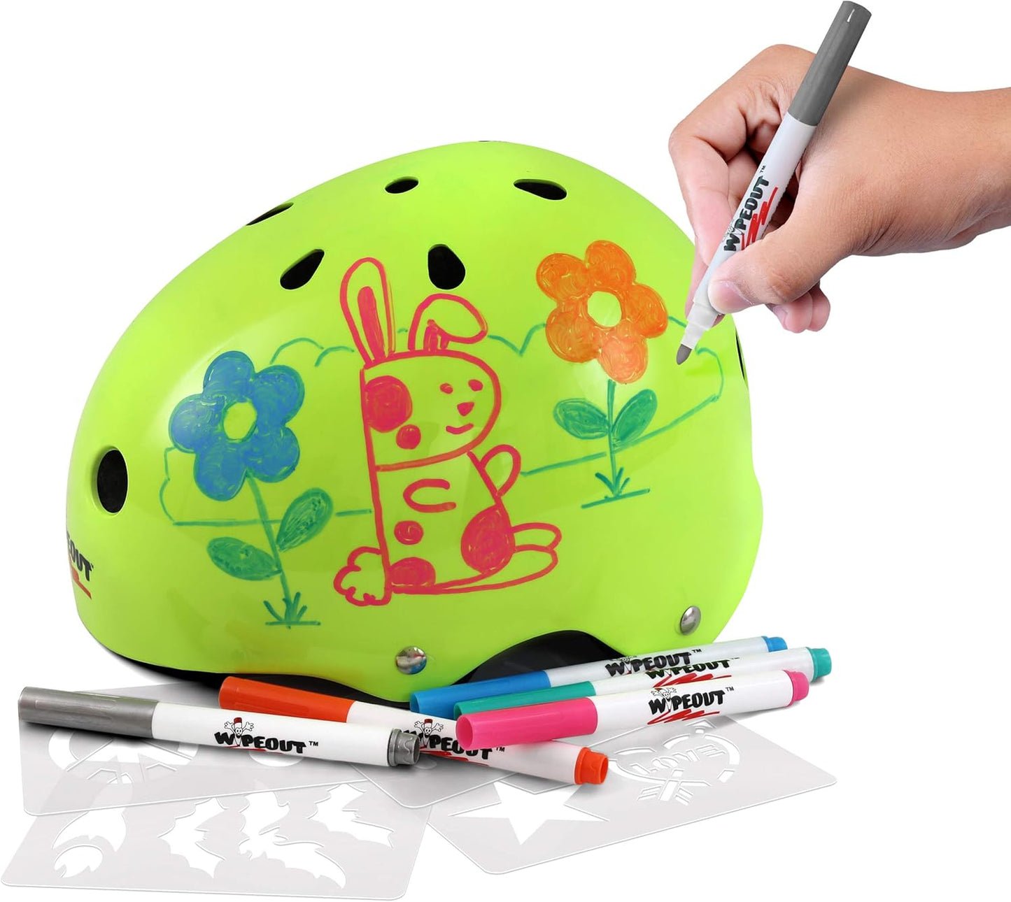 Neon Zest Kids Helmet - Wipeout Messy Marks