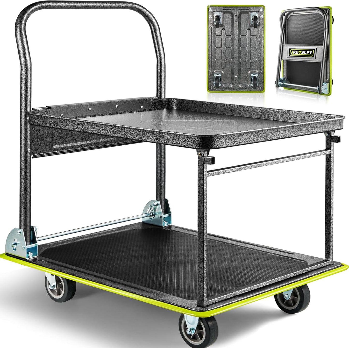 Upgraded Foldable Push Cart Dolly for Heavy Duty Transport