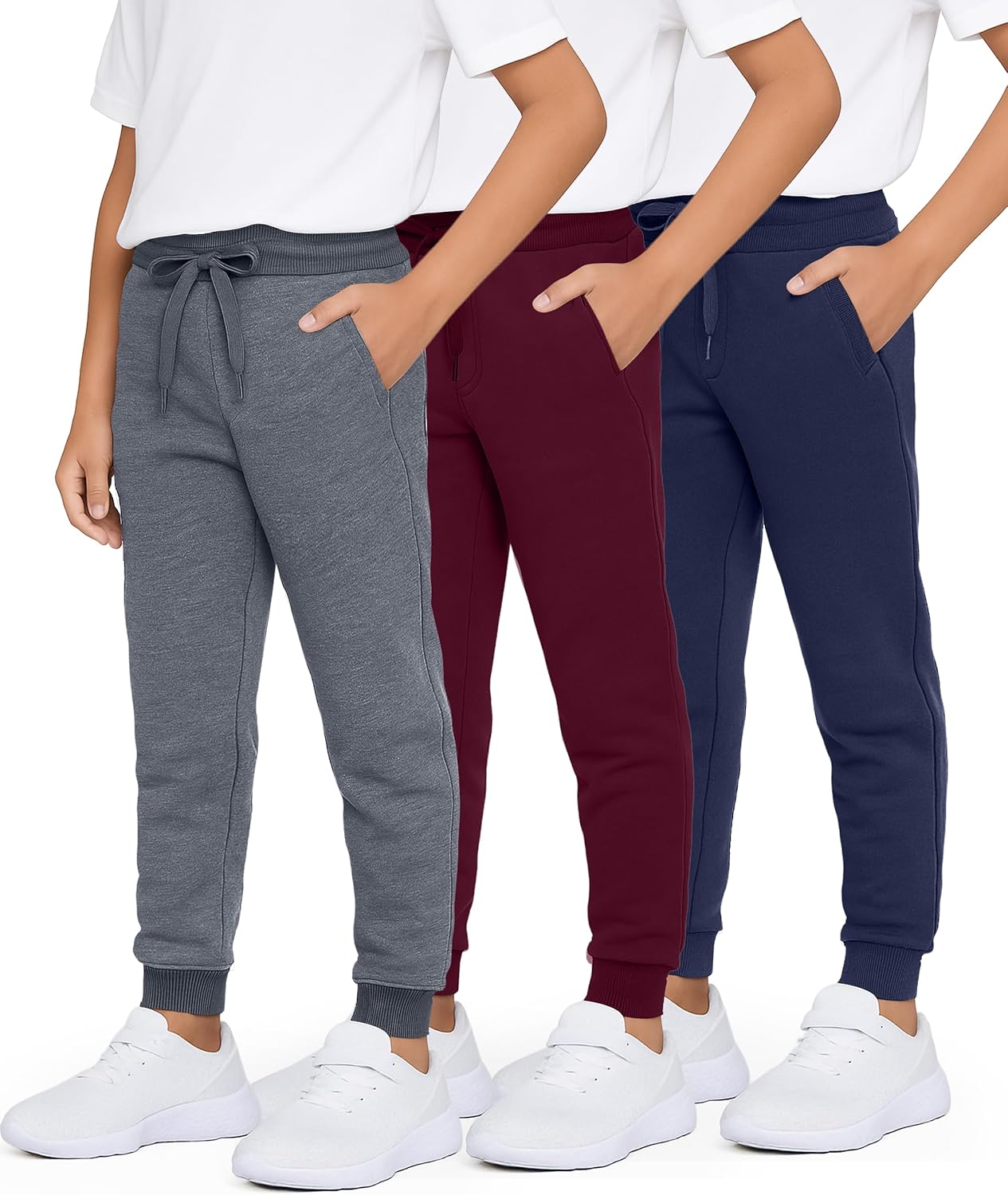Boys' Cotton Fleece Jogger Sweatpants - 3 Pack Active Pants