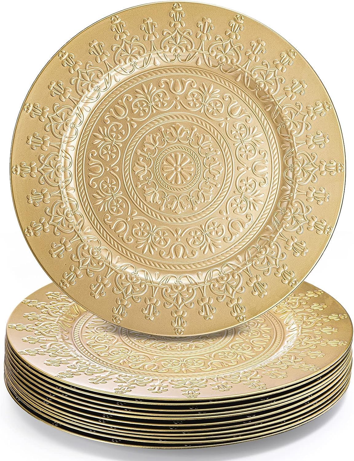 Youeon 12 Pack Gold Charger Plates for Elegant Table Settings