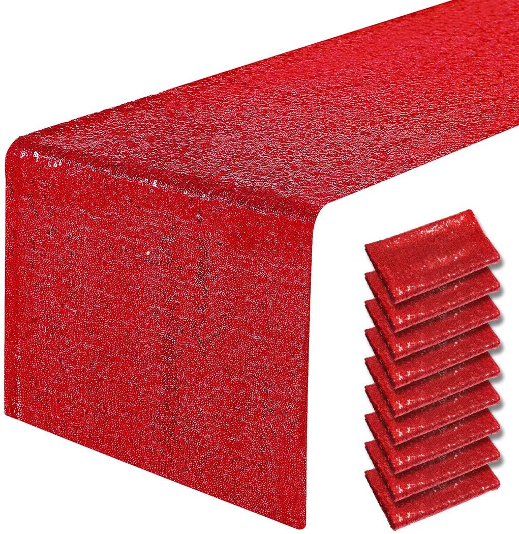 Red Sequin Table Runner 12 x 72 in for Parties and Weddings