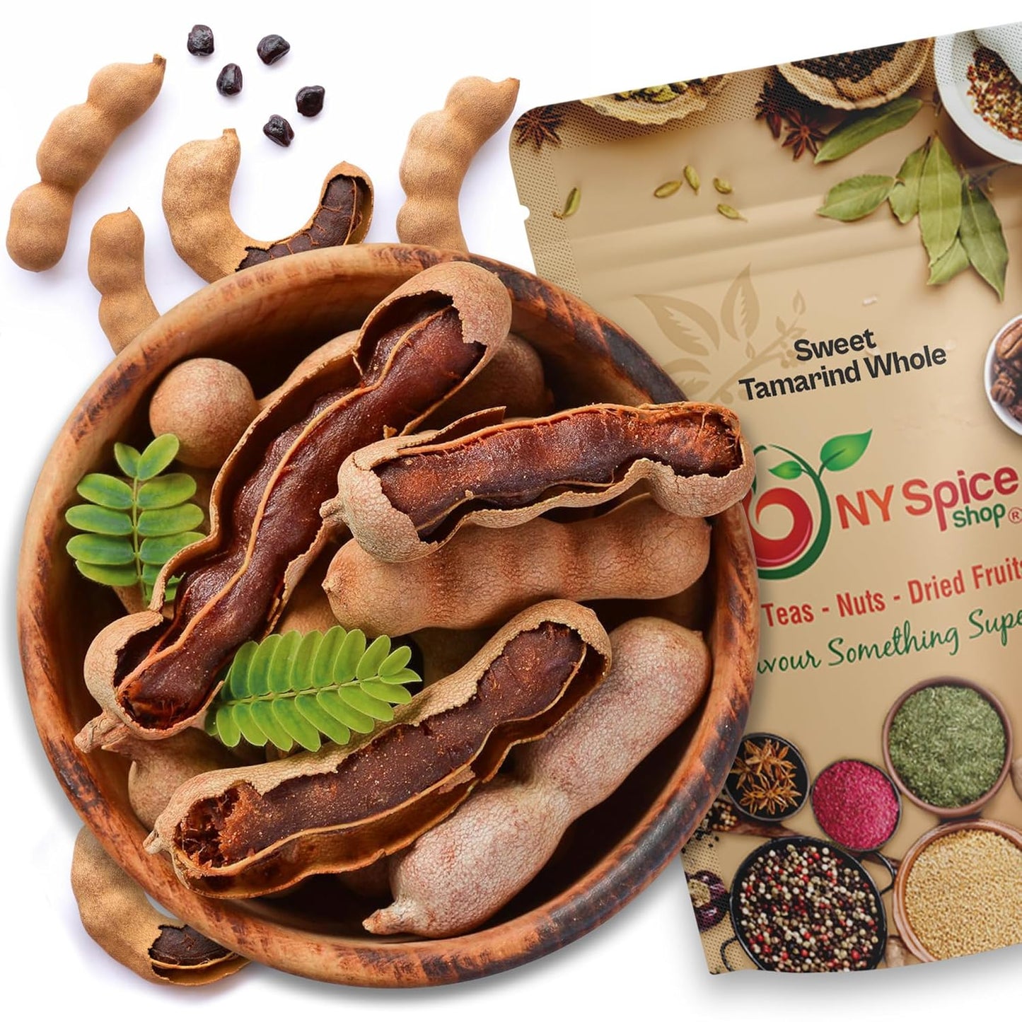 Sweet Tamarind Pods - Fresh Whole Dried Tamarindo Snack