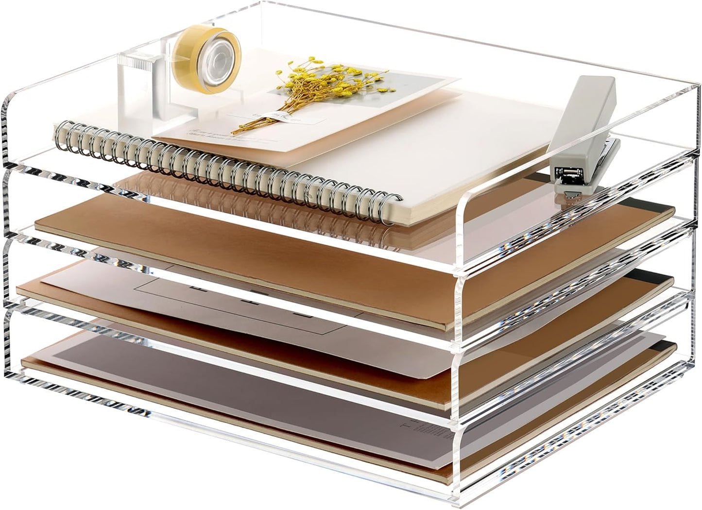 SANRUI 4 Tier Clear Desk Paper Letter Organizer Trays Review