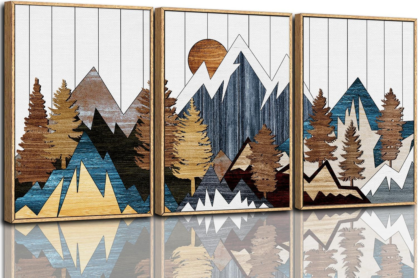 CHDITB Framed Canvas Mountain Wall Art Set for Home Decor