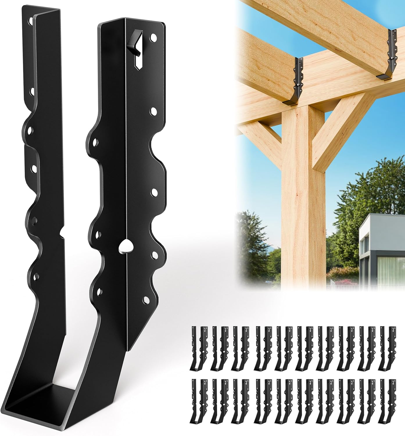 20 Pcs Black 2x10 Joist Hanger for Stronger Joist Connections