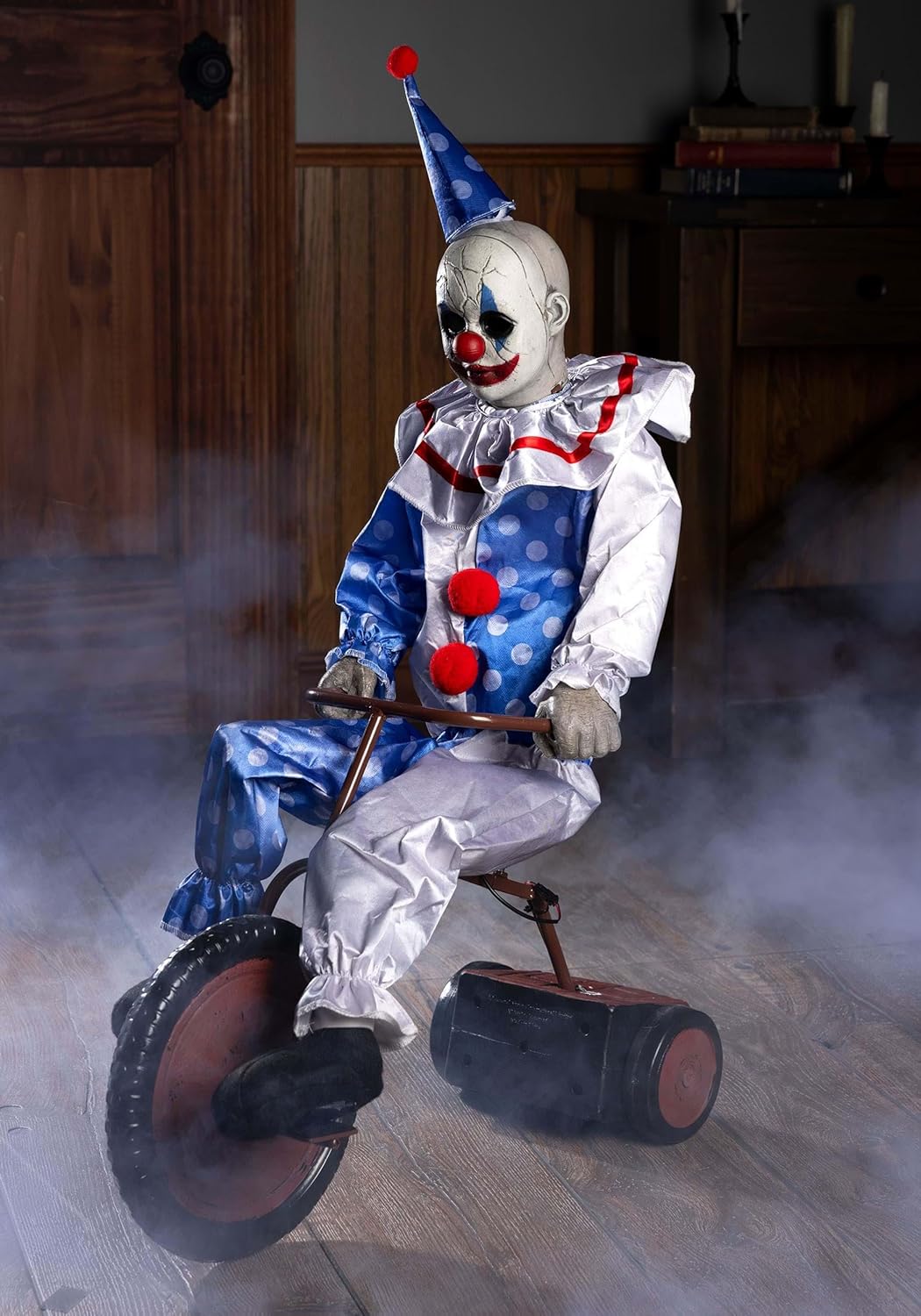 Creepy Clown Animatronic Tricycle Doll for Halloween Fun