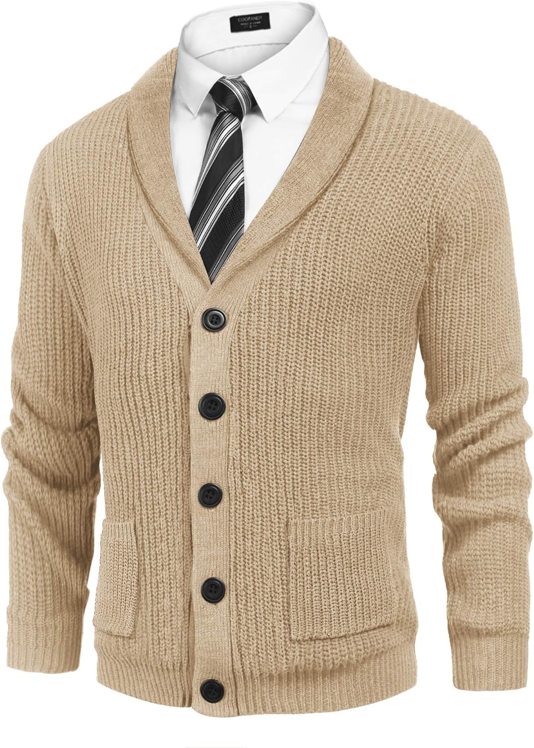 COOFANDY Men's Shawl Collar Cardigan Sweater for Stylish Comfort