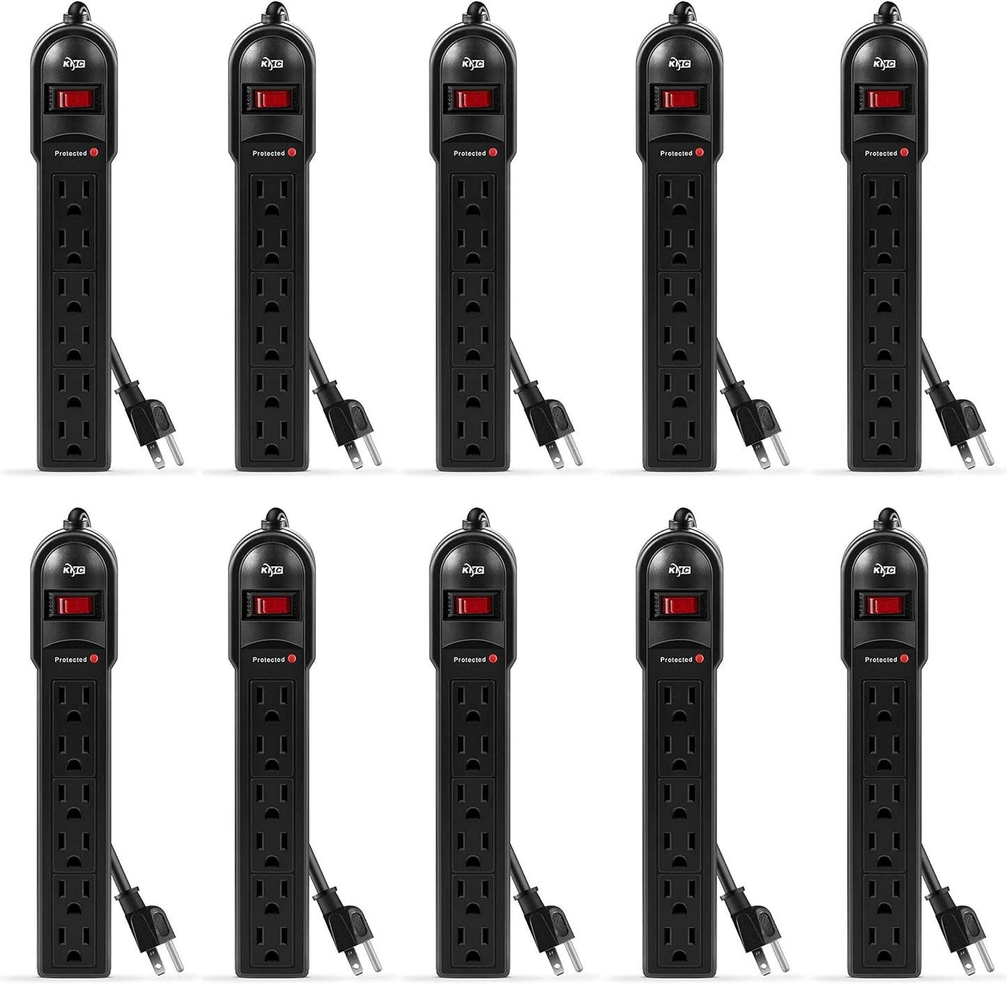 KMC 6-Outlet Surge Protector Power Strip with 735 Joules