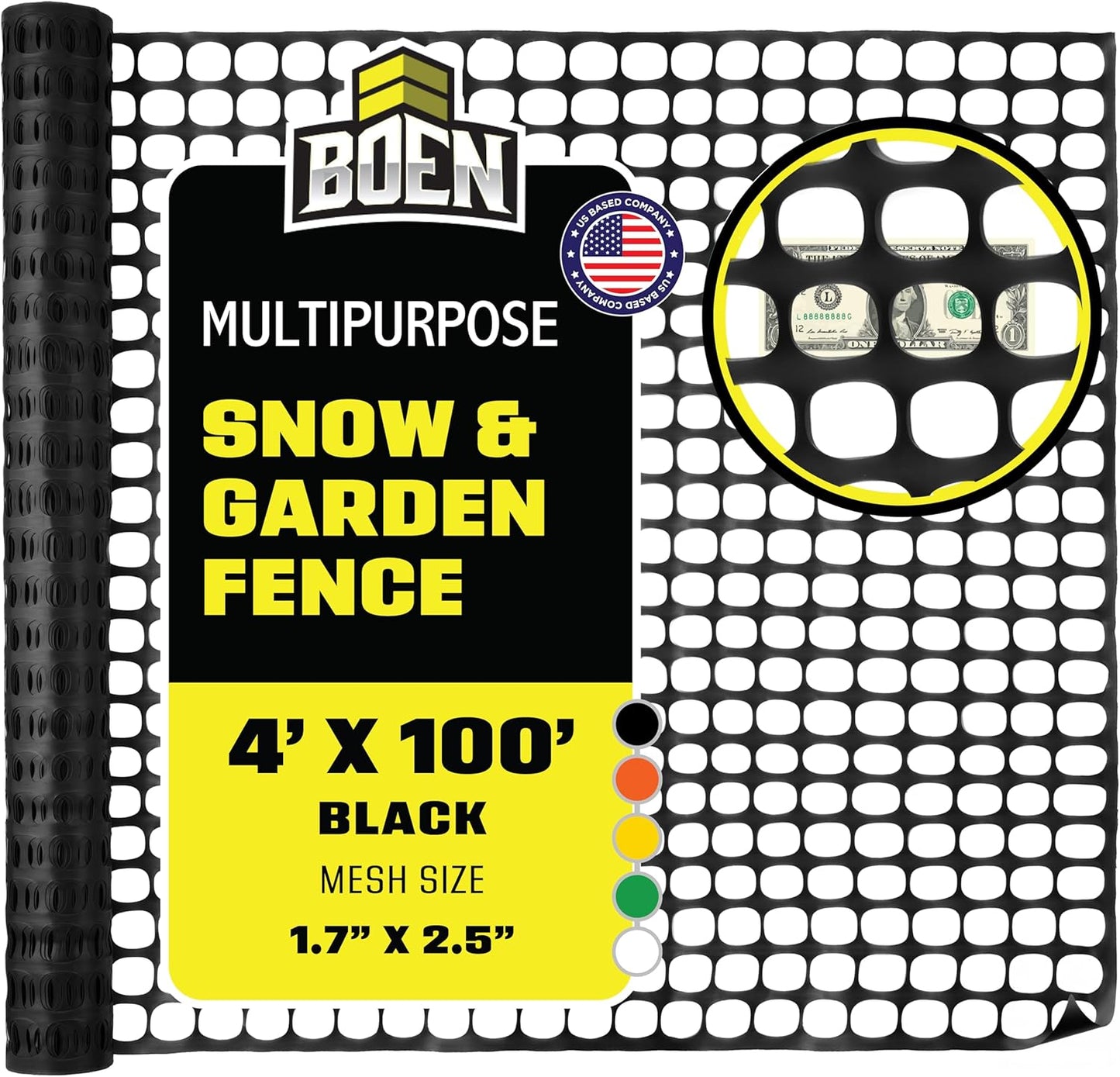 BOEN 4ft x 100ft Black Temporary Fencing for Safety and Versatility