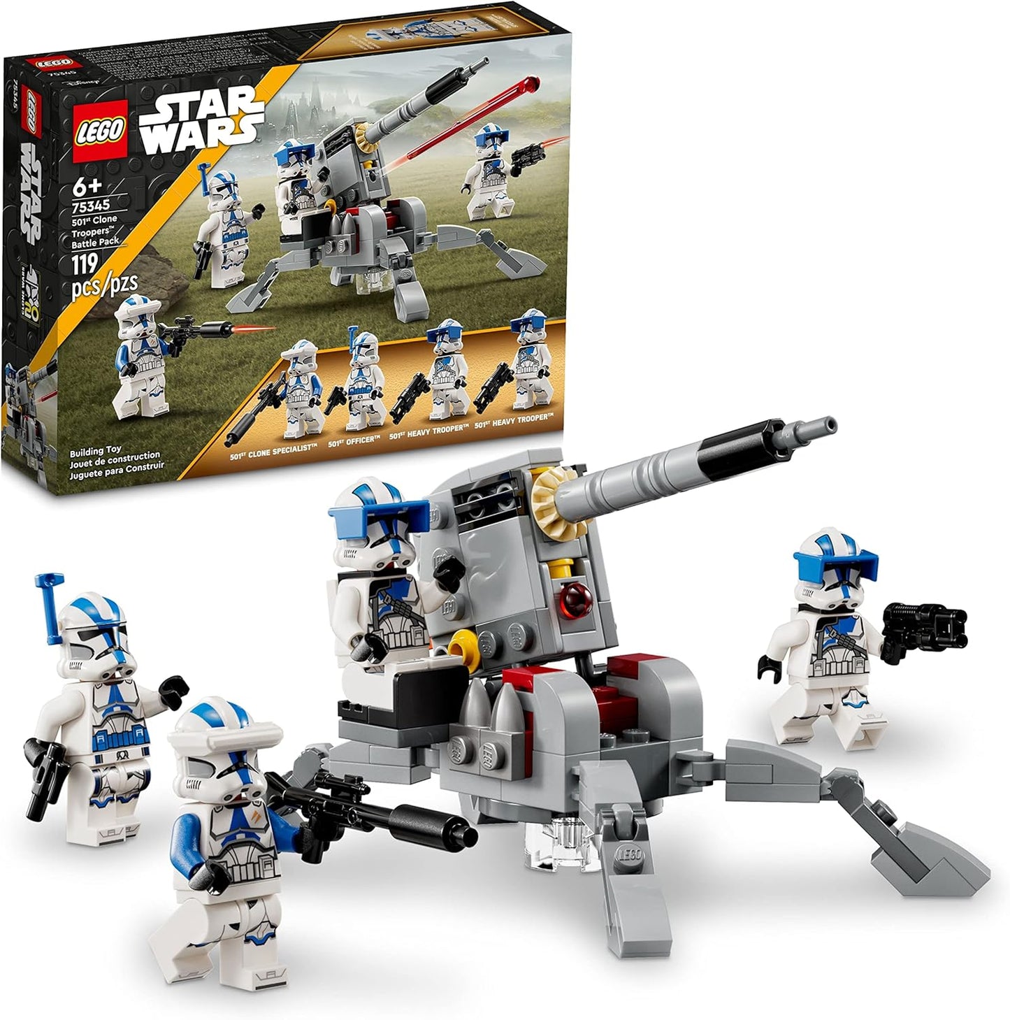 LEGO Star Wars 501st Clone Troopers Battle Pack with AV-7 Cannon - Portable Fun for Kids!