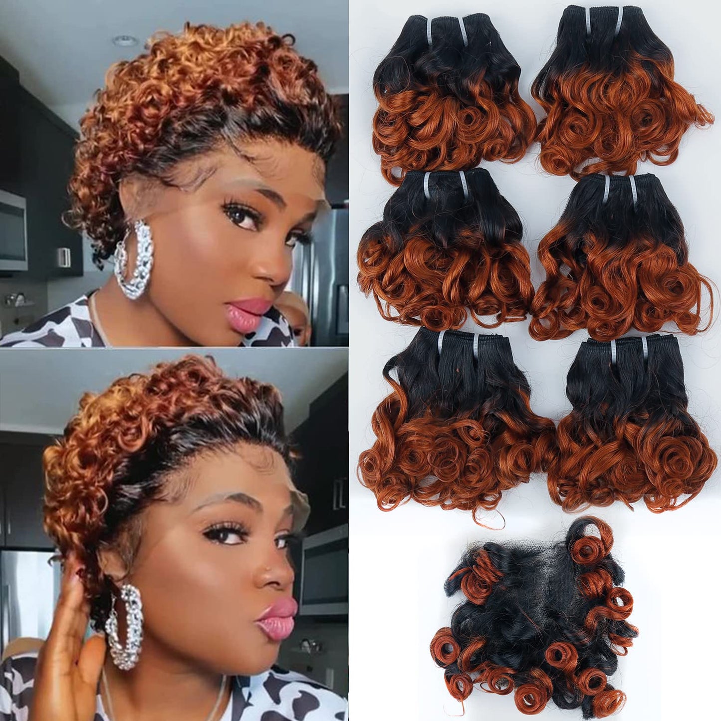 Short Curly Wavy Bundles with Closure for Stunning Looks