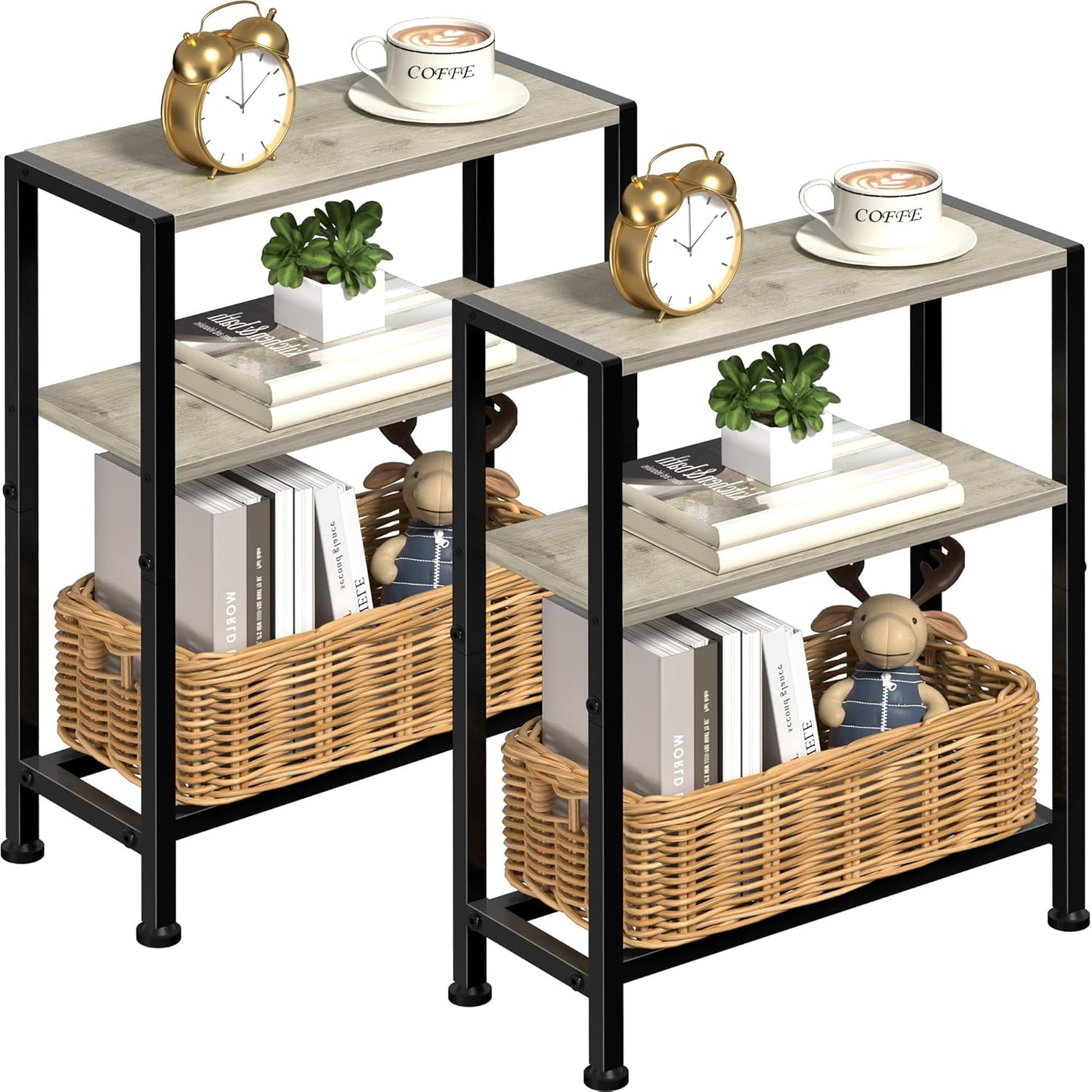 Narrow Side Table Set of 2 for Small Space - Versatile Design