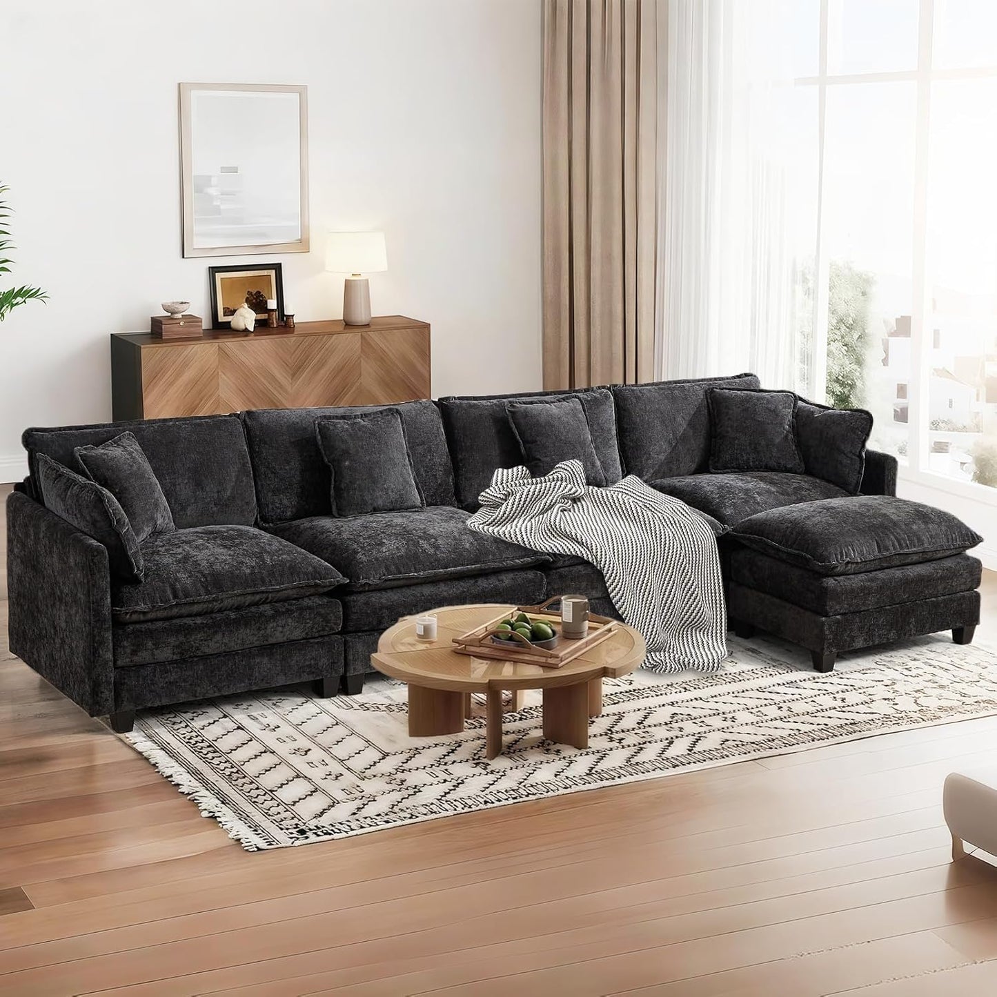 SoarFlash 149.61in Chenille Sectional Sofa for Modern Living