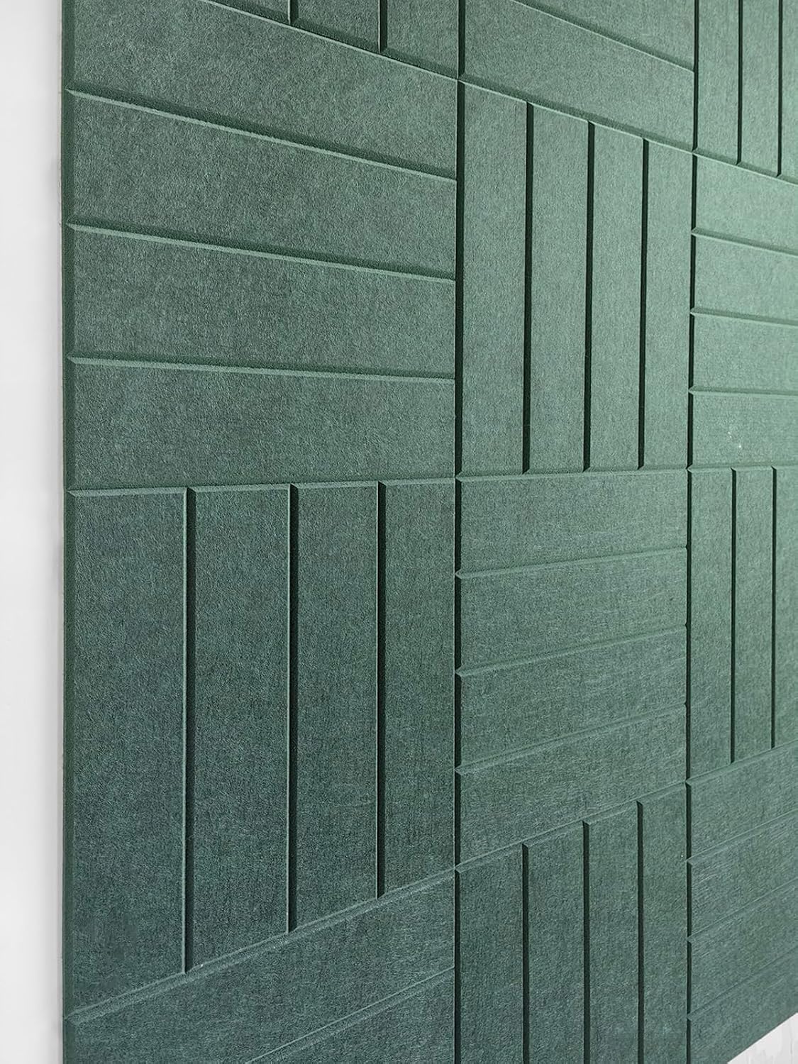 12-Pack Felt Wall Tiles Set - Removable Tabs - Aurora Green
