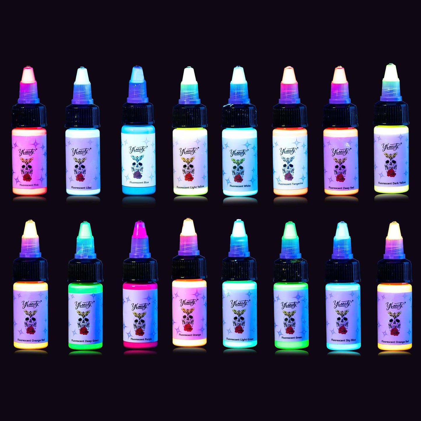 16 Color Tattoo Ink Set for Professional Fluorescent Tattoos