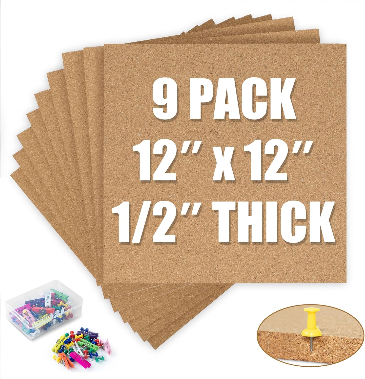 AKTOP Cork Board Bulletin Board Tiles for Home, Office & School