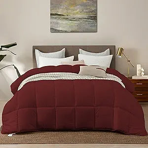 Burgundy Down Alternative Comforter King Size for All Seasons