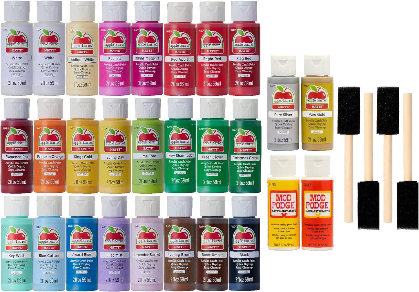 Apple Barrel Holiday DIY Paint Set, 32 Pcs, Multi Colors
