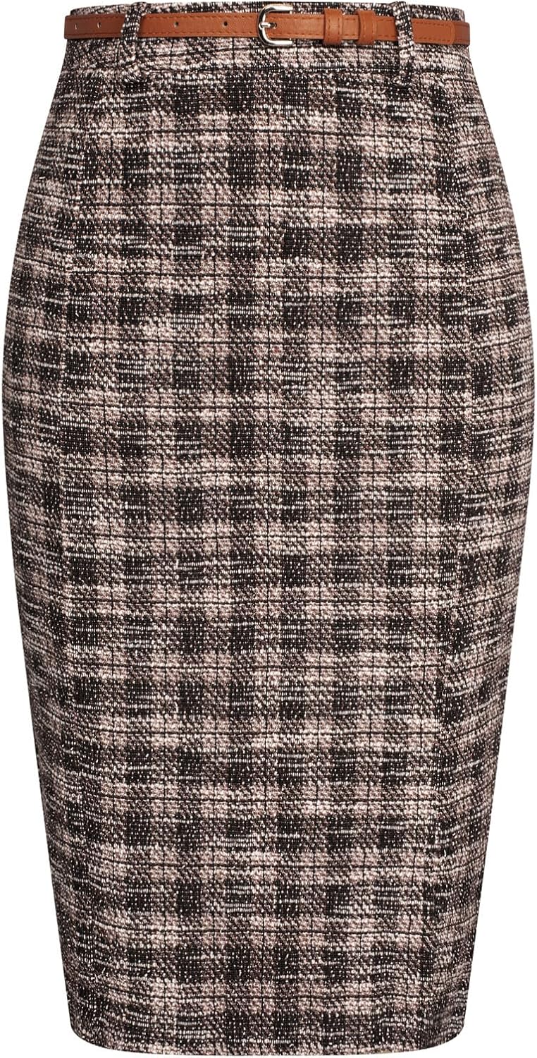 Tweed Pencil Skirt for Women - Elegant High Waisted Design