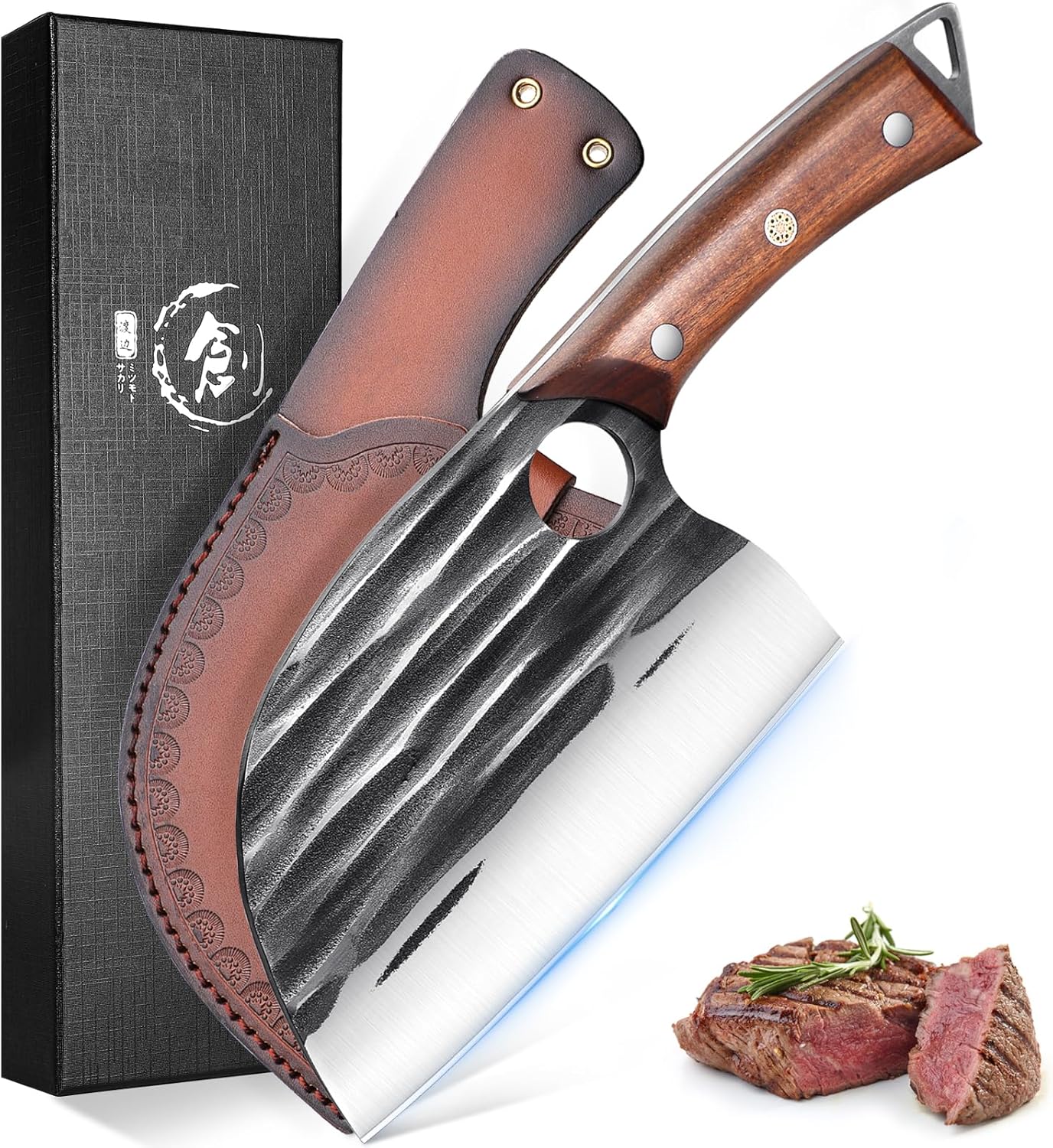 ROCOCO Serbian Chef Knife Butcher Cleaver for Kitchen BBQ Use
