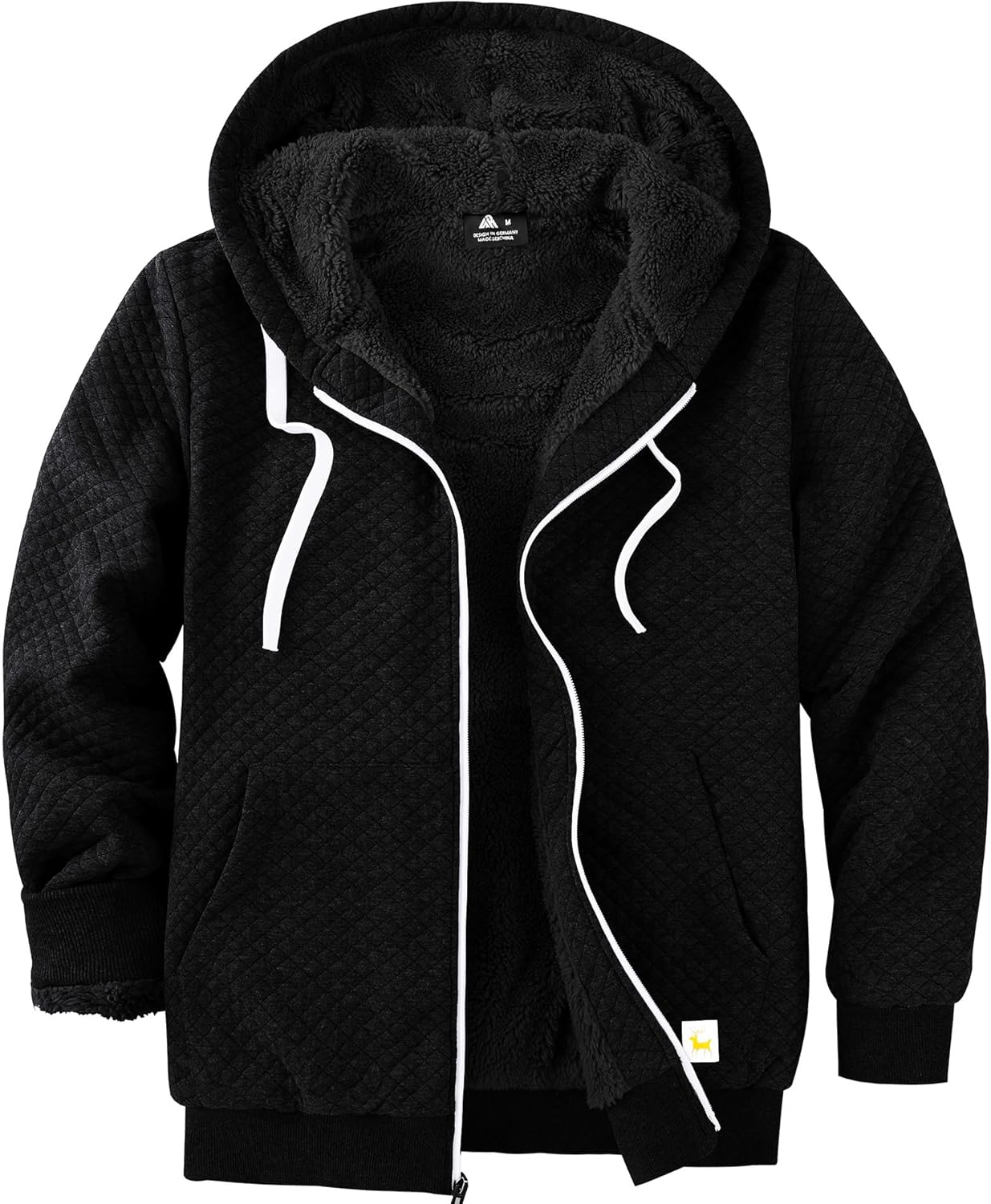 ZITY Men's Zip Up Hoodie Sherpa Lined Heavyweight Jacket