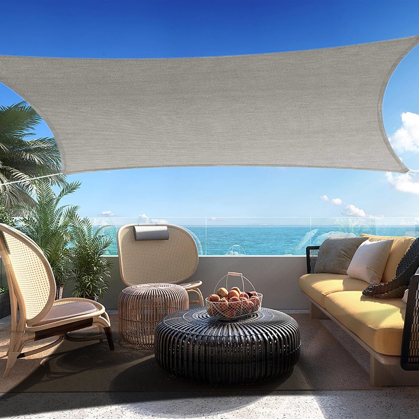 Custom Size 8ft x 8ft Gray Square Sun Shade Sail for Outdoor Use