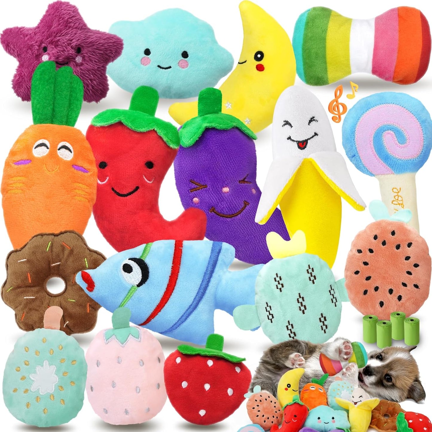 Interactive Squeaky Dog Toys Set - Fun & Teeth Cleaning!