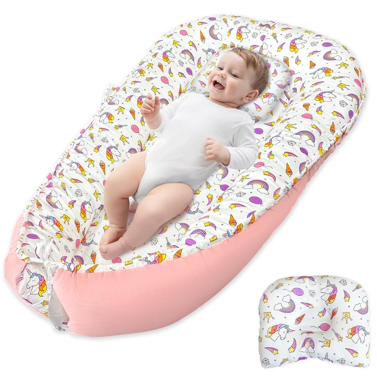 JIFTOK Baby Nests Lounger for Newborn, Soft Cotton Bassinet