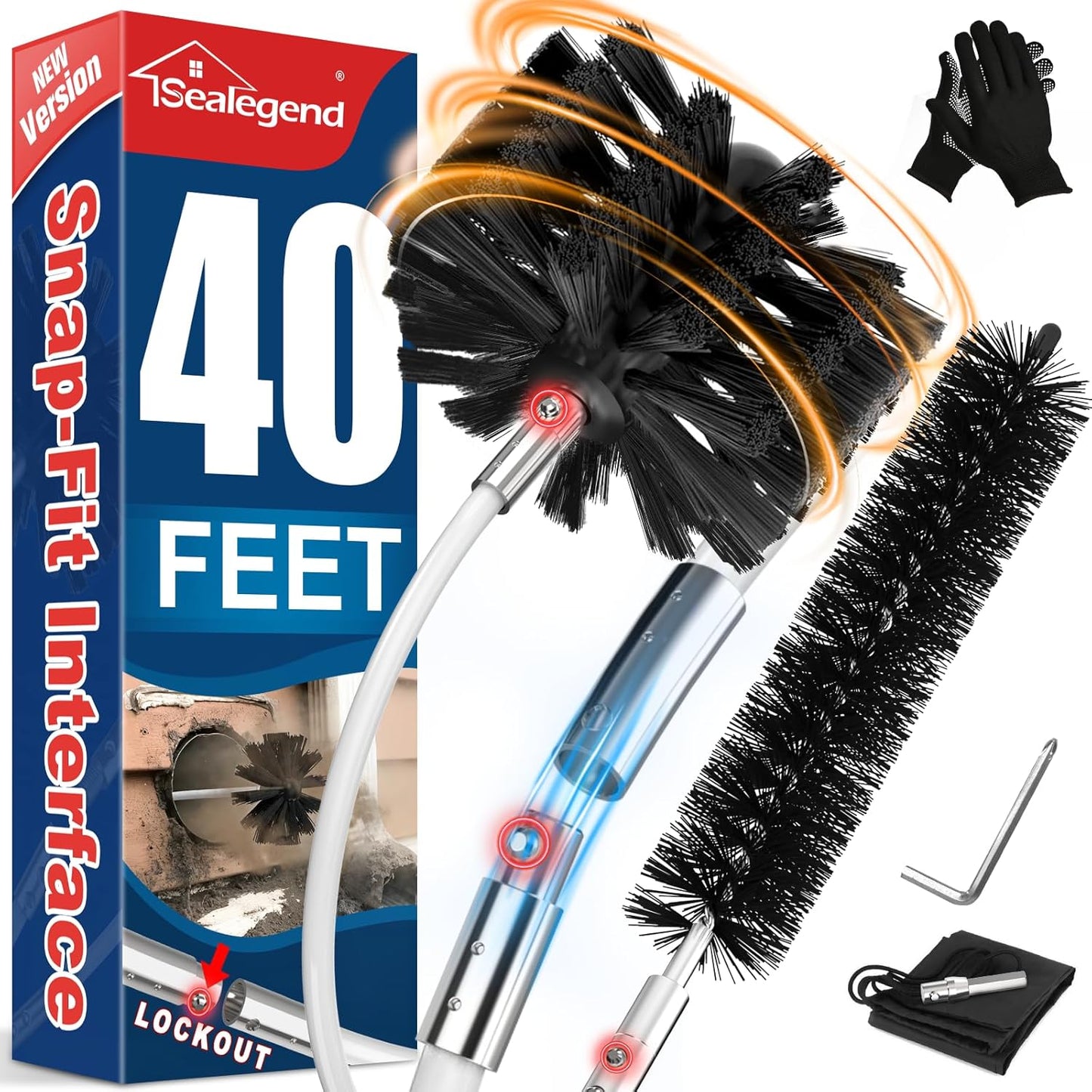 Sealegend 40 Feet Dryer Vent Cleaner Kit for Easy Use and Safety