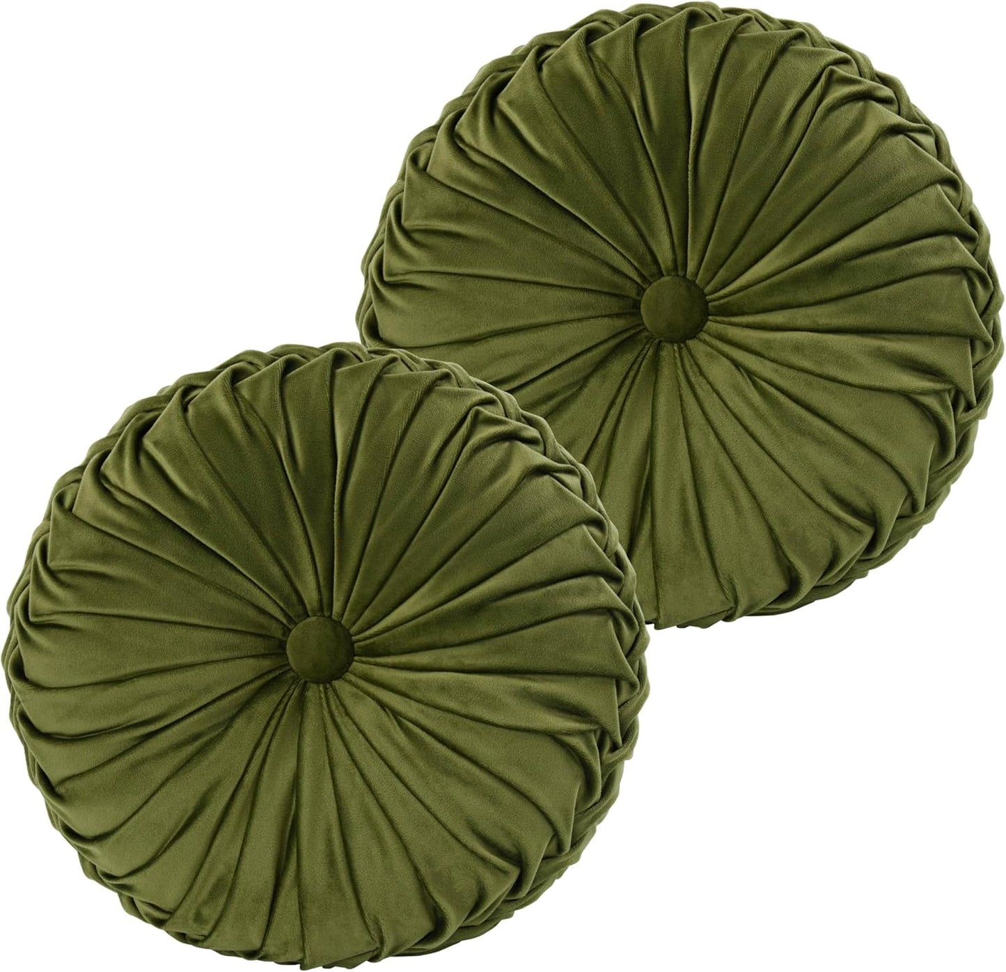 HIG Set of 2 Decorative Round Pleated Throw Pillows for Home