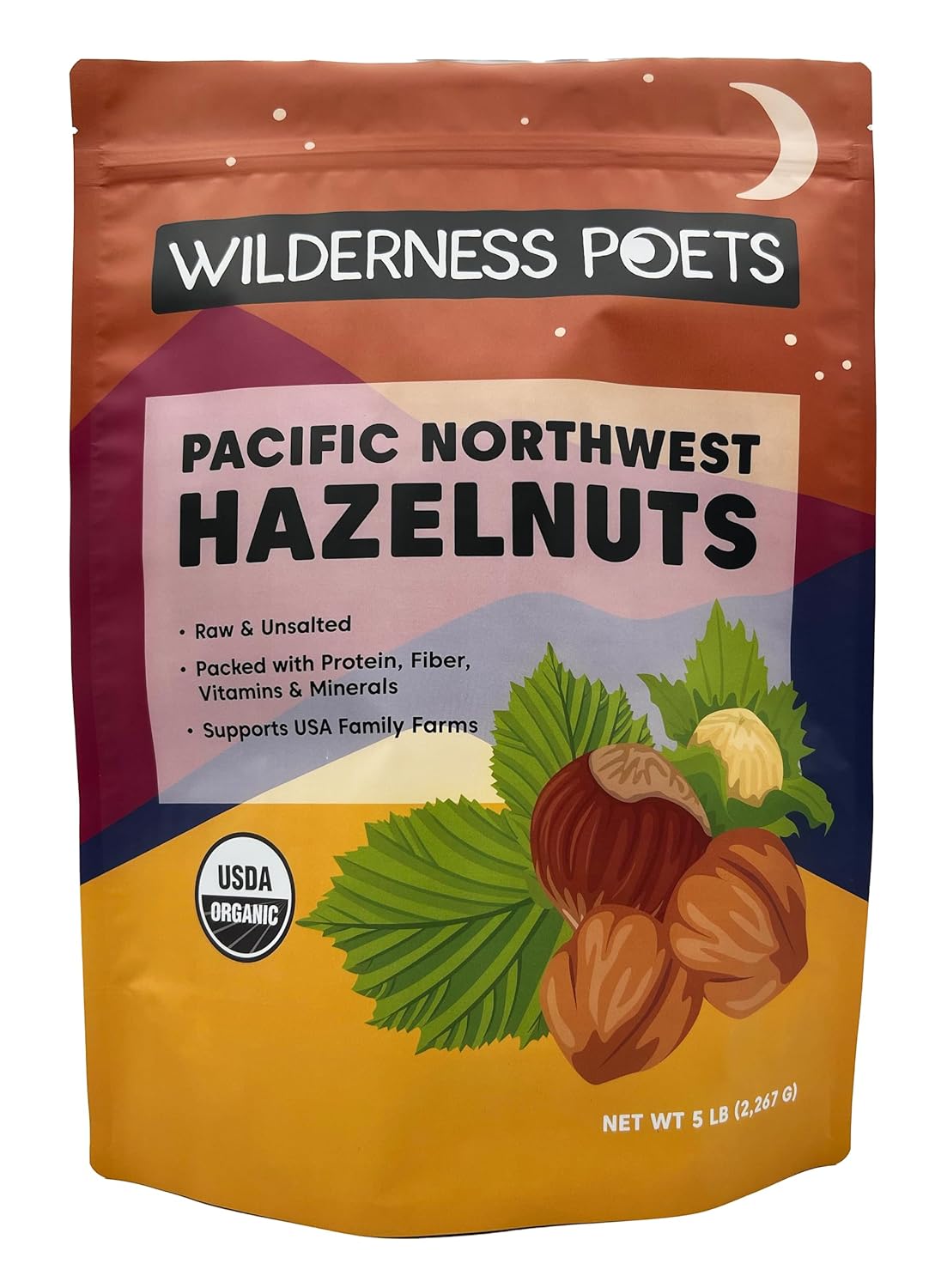 Wilderness Poets Organic Raw Hazelnuts - Bulk 80 Ounce