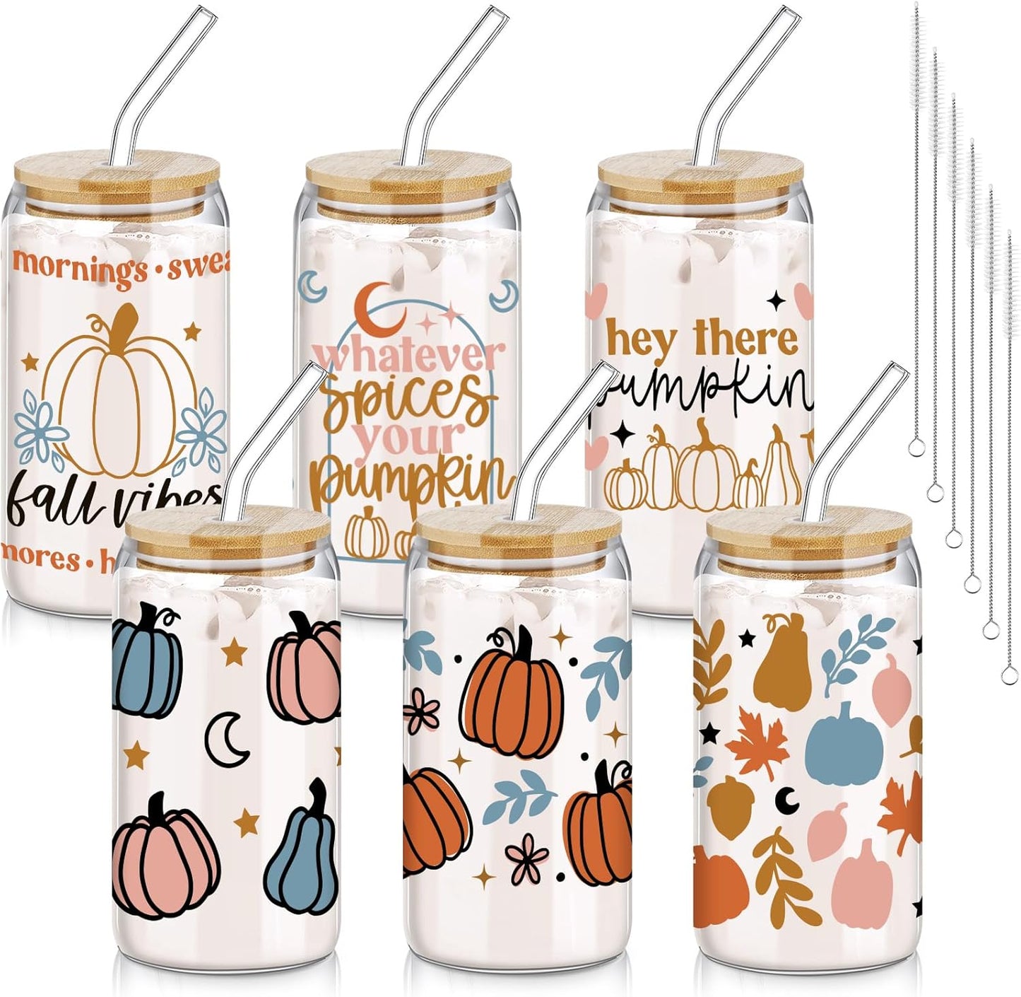 6 Pcs Fall Pumpkin Drinking Party Glasses for Fun Gatherings