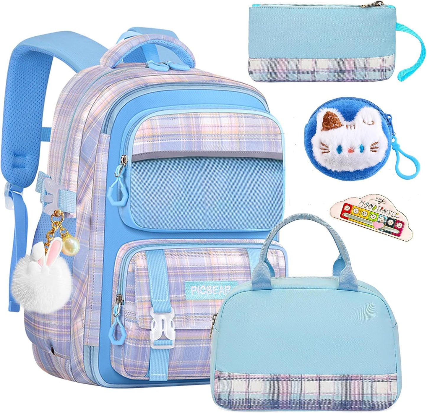 Kawaii Backpack Set with Lunch Bag and Pencil Case for Kids