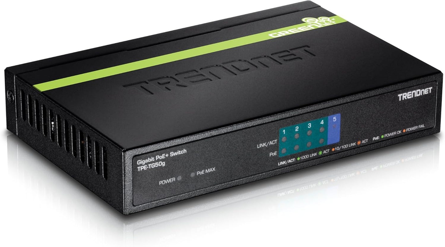 TRENDnet 5-Port Gigabit PoE+ Switch with 31W Power Budget