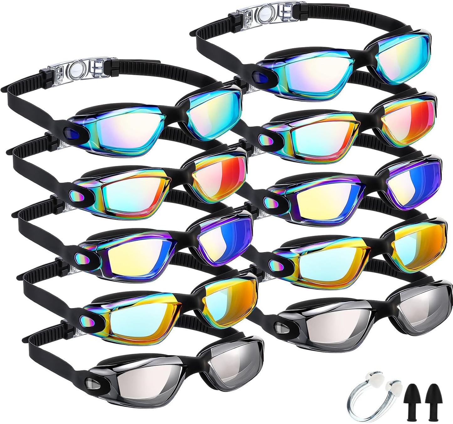 Konohan 10 Pack Swim Goggles for Kids and Adults - Anti Fog