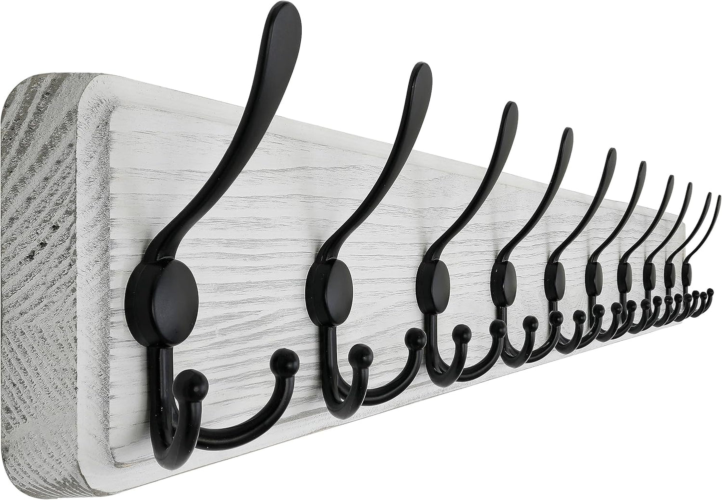 Rustic Wall Mounted Coat Rack with 10 Triple Hooks for Home