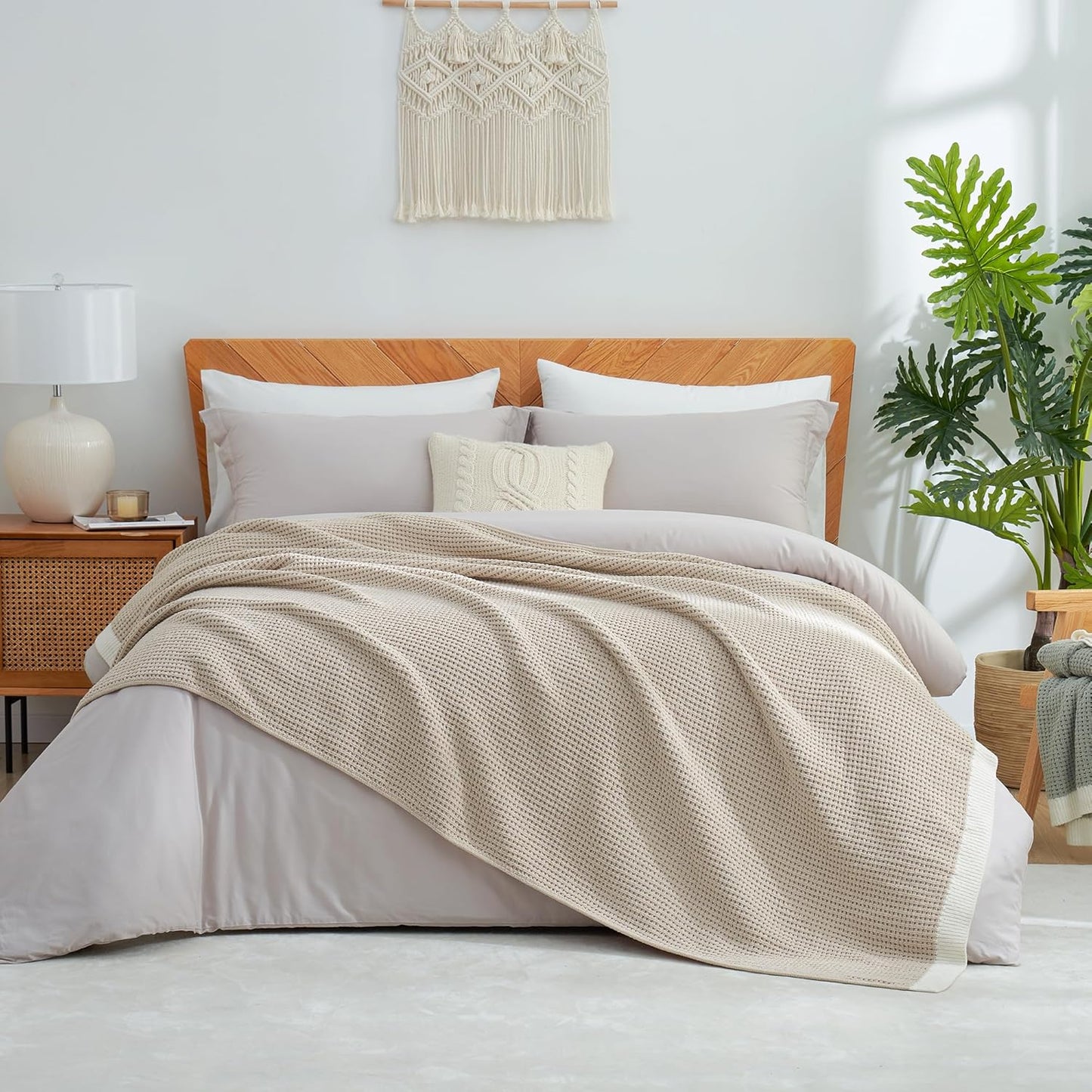 Cozy Chenille Knit Throw Blanket for Sofa and Bed, 60x80 in