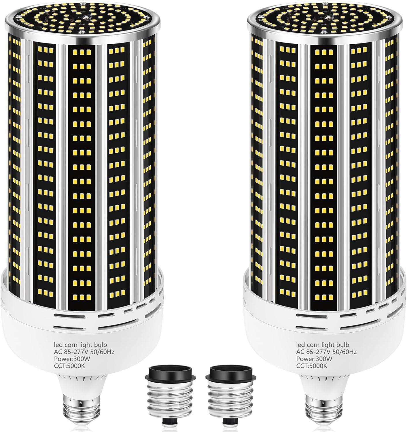 300W LED Corn Light Bulb 2 Pack for Bright Indoor Outdoor Use