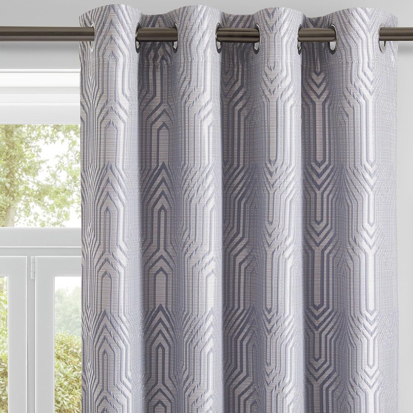 Grey Blue and Silvery 100% Blackout Curtains for Modern Homes
