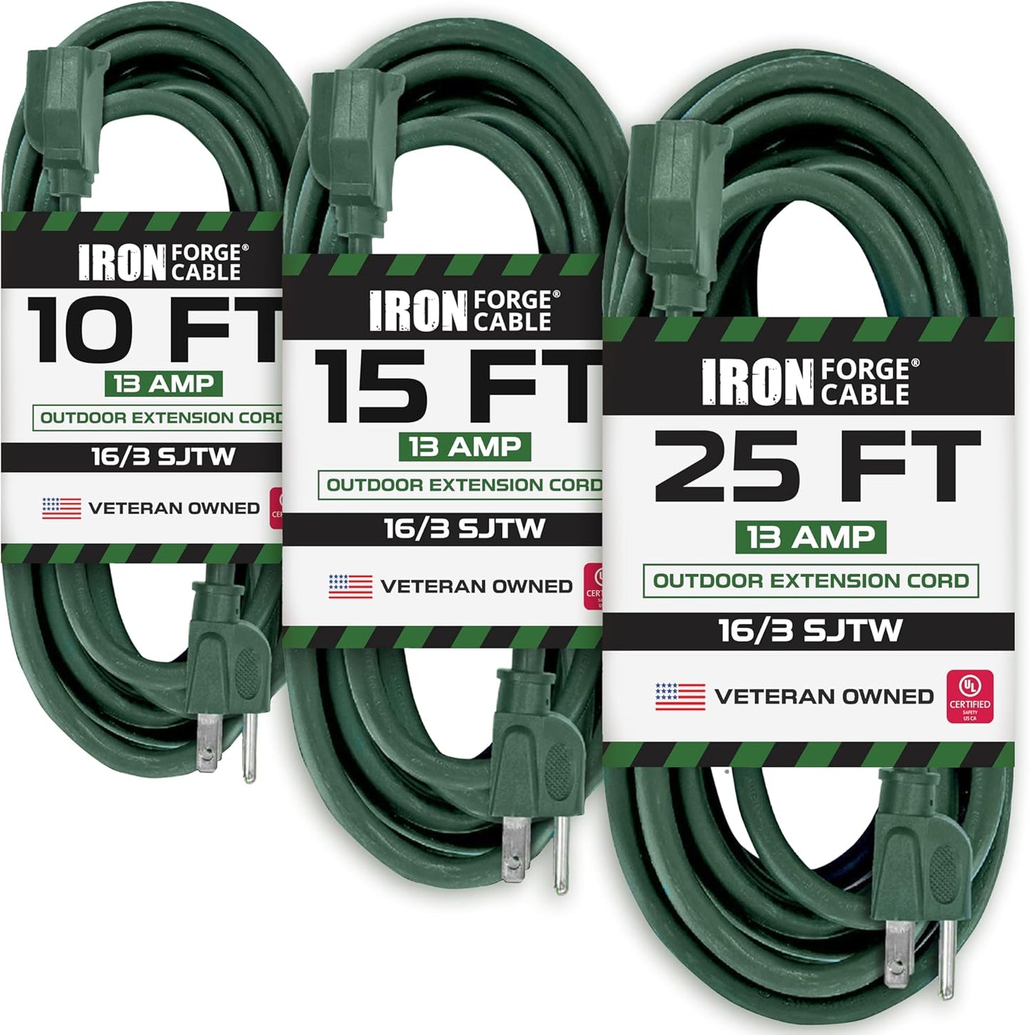 Iron Forge Cable Weatherproof Outdoor Extension Cord 3 Pack