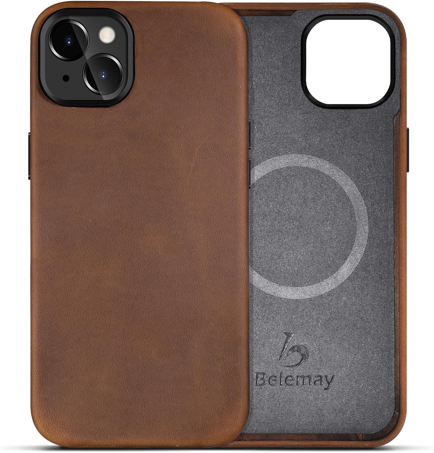 Belemay Compatible iPhone 15 Leather Case - Vintage Style Cover