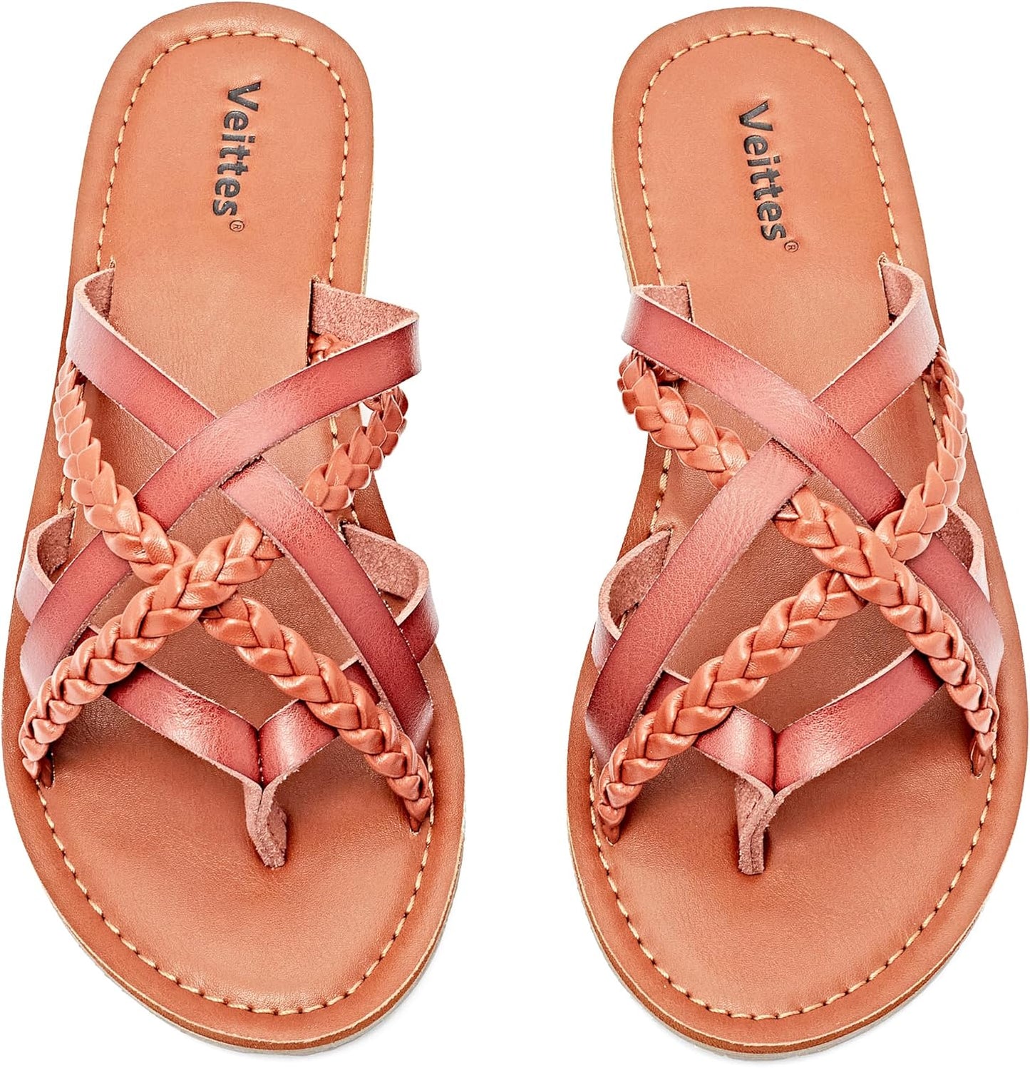 Veittes Women's Flat Sandals - Casual Criss Cross Summer Shoes