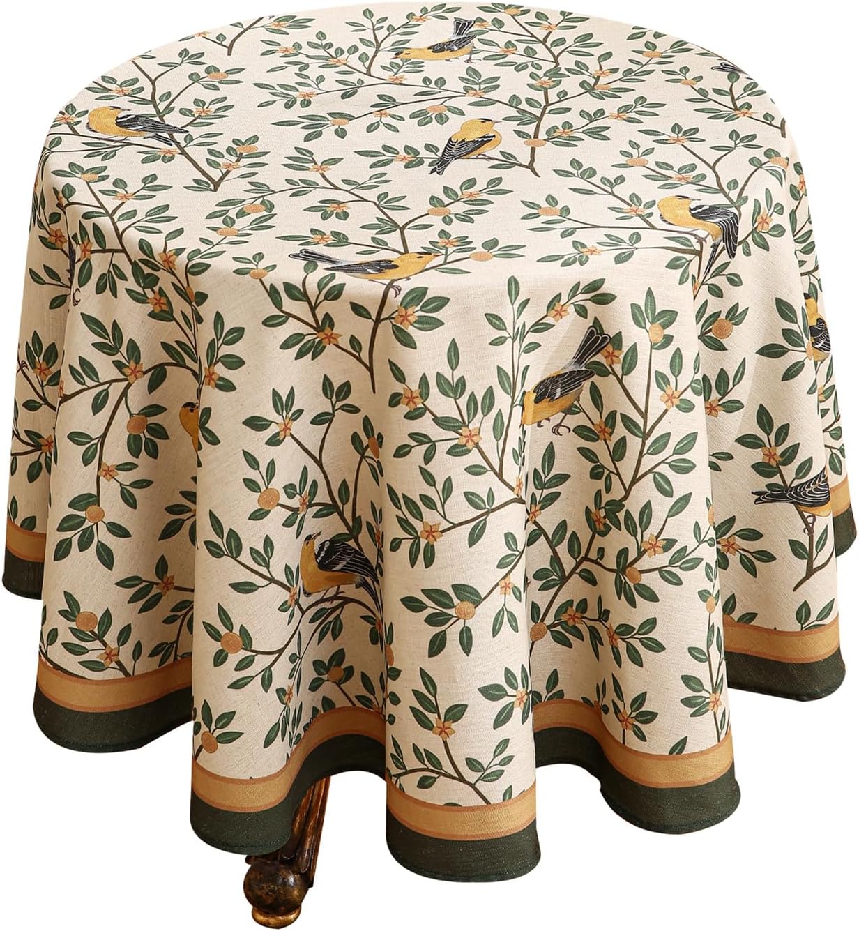 Designer Vintage Linen Round Table Cloth for Dining Decor