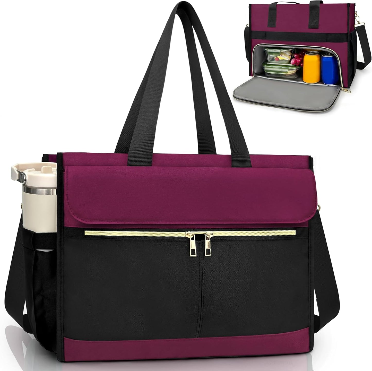 Insulated Lunch Bag for Women with 15.6in Laptop Compartment